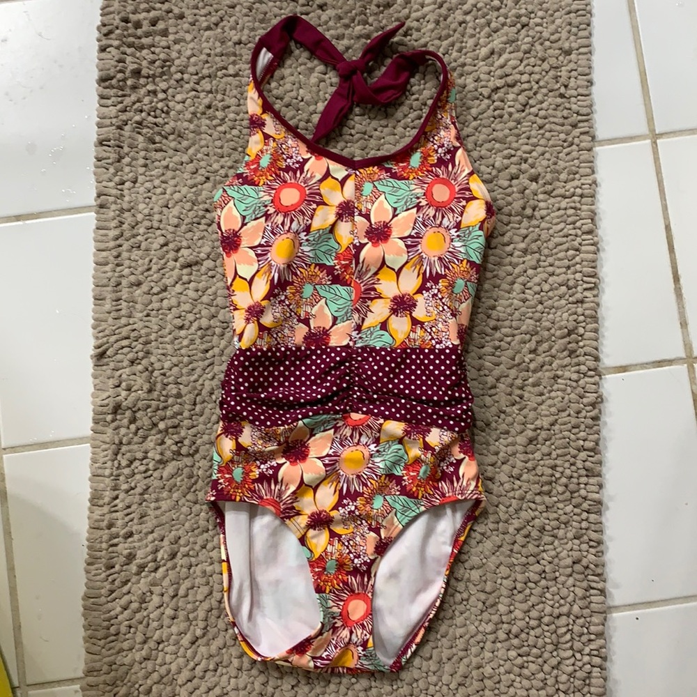 Lime Ricki small flowered one piece swimsuit